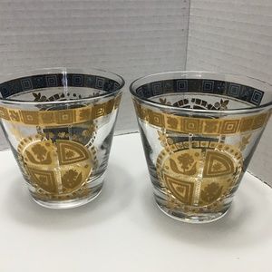 2 Vintage Culver Coronet mid century modern old fashioned tumbler glassware